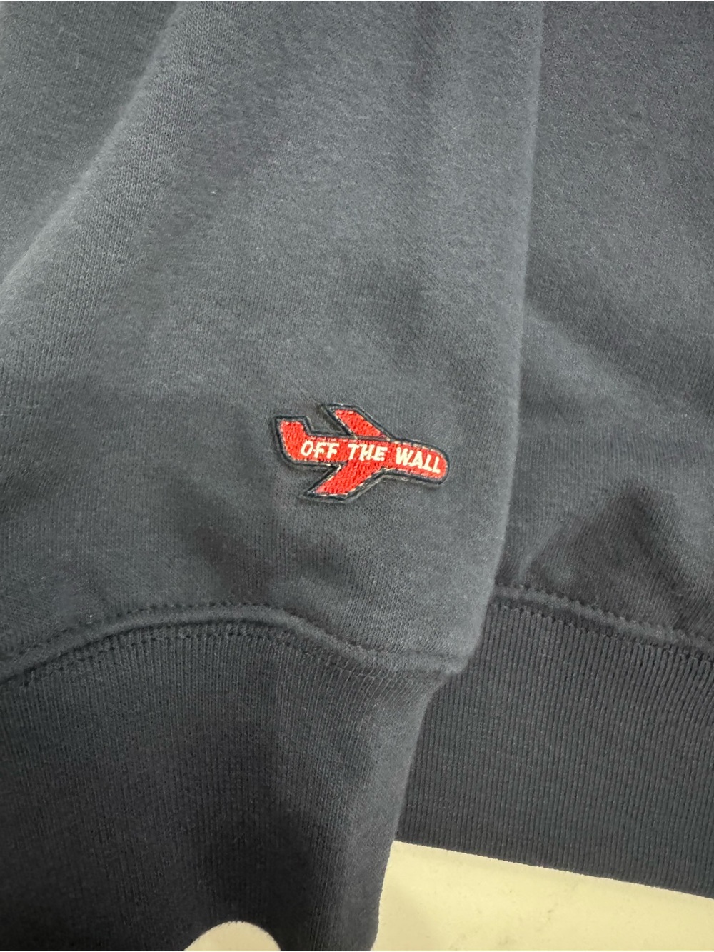 Vans Navy Hooded Sweatshirt with Mint 'Off The Wall' Logo - Picture 4 of 5